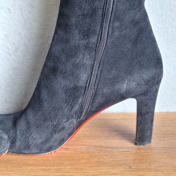 Christian Louboutin Miss Tack 70 Boots Women’s 7.5 Black Suede 37.5 Heeled - Picture 12 of 16